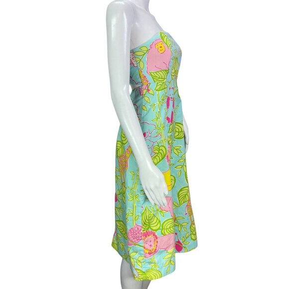 Lilly Pulitzer Womens Sabrina Dress Tie Back Owl Lion Giraffe Elephant Size 2 - Picture 9 of 13
